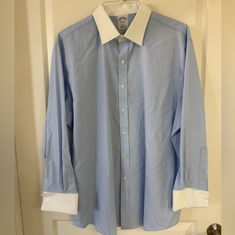Brooks Brothers Sky Blue Dress Shirt with White Collar